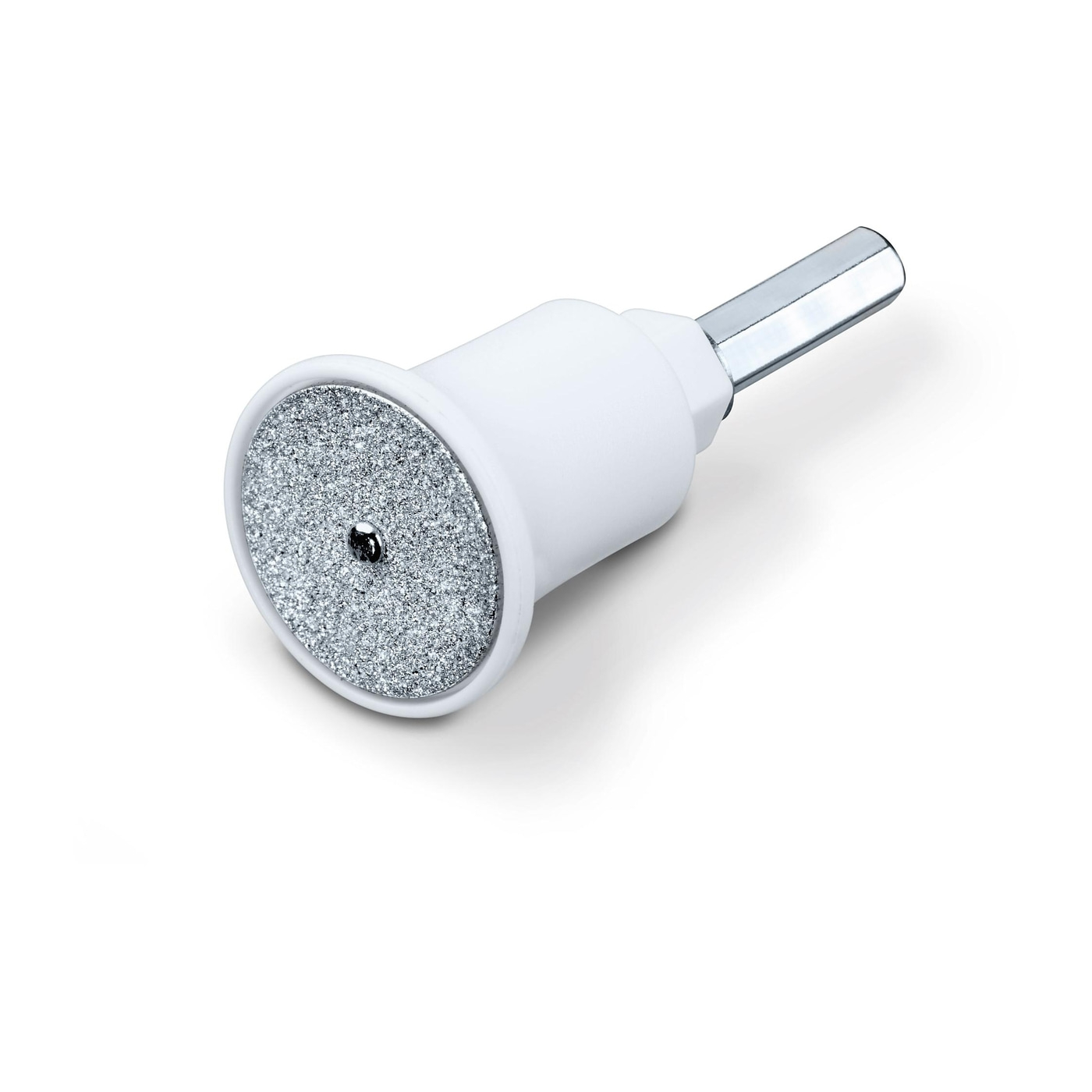 Outil de meulage blanc avec surface de meulage argentée et tige hexagonale