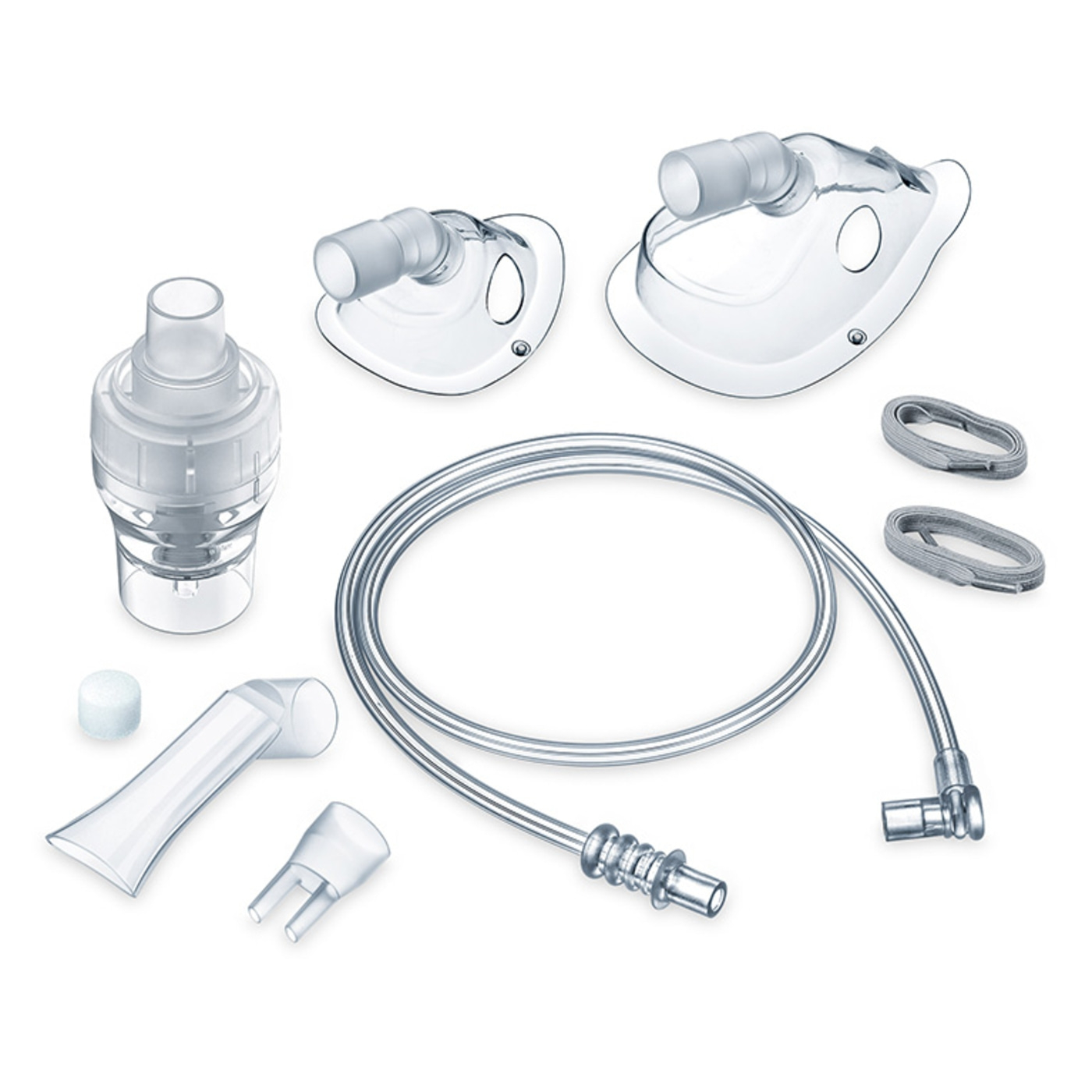Kit de nébuliseur avec masques, tubes et accessoires à usage médical