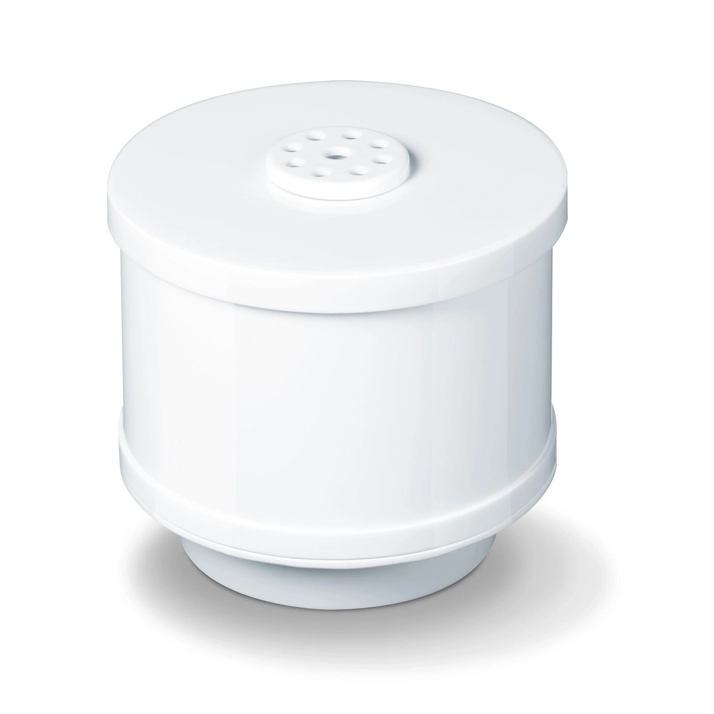 A white, cylindrical sensor with a perforated top lid.