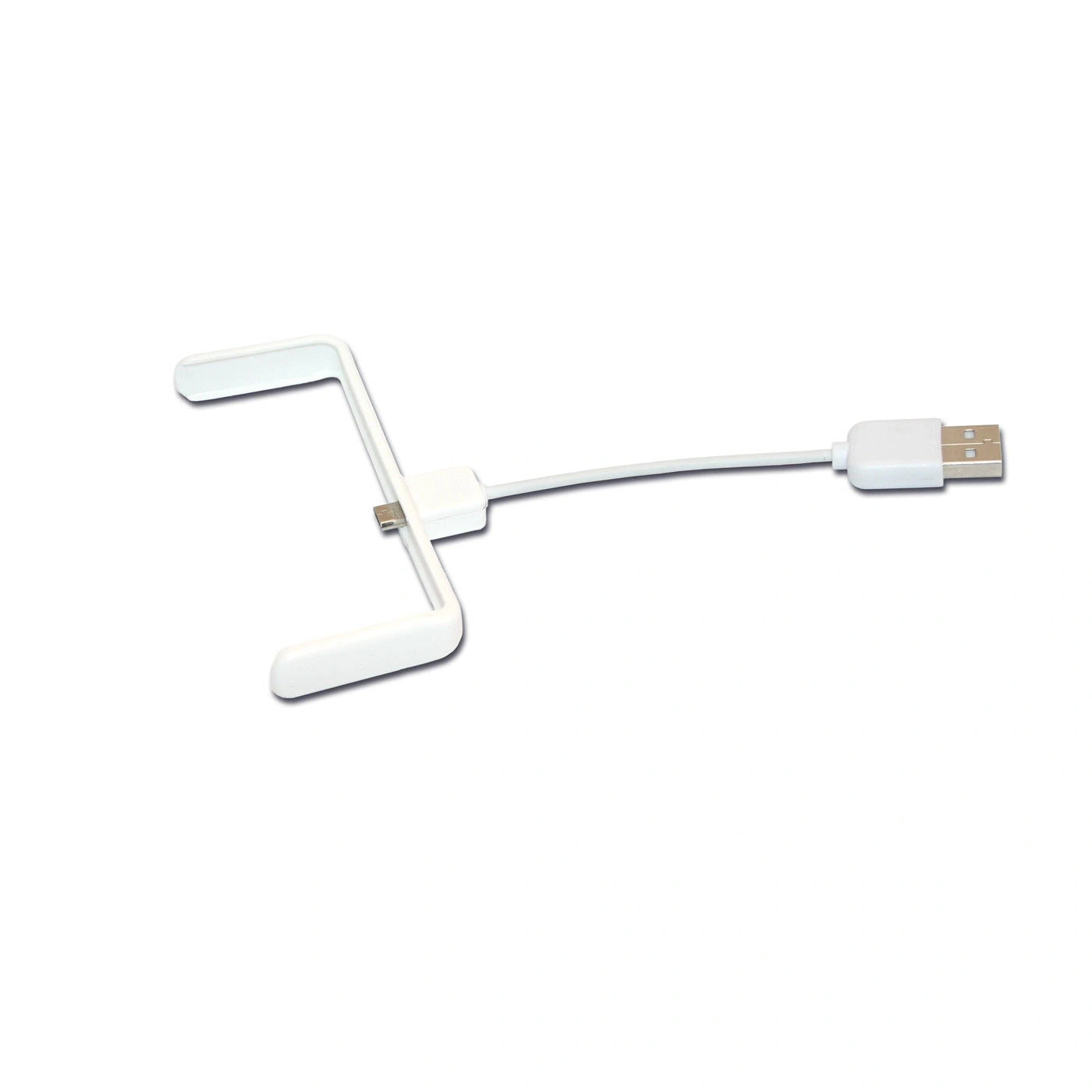 A white USB adapter with a micro USB connector and a USB-A plug.
